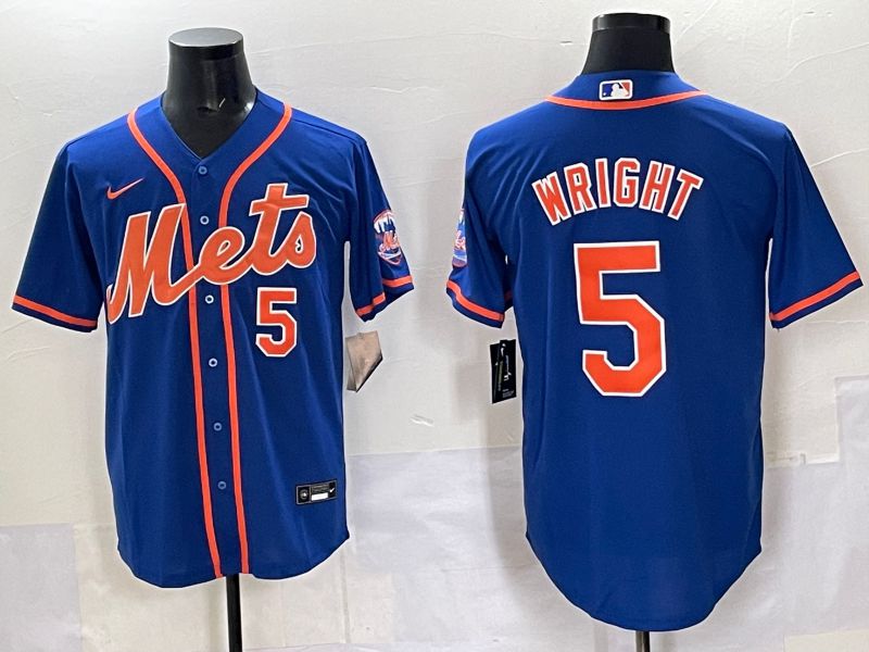 Men 2025 New York Mets #5 Wright Blue Game Nike MLB Jersey style 013->new york mets->MLB Jersey